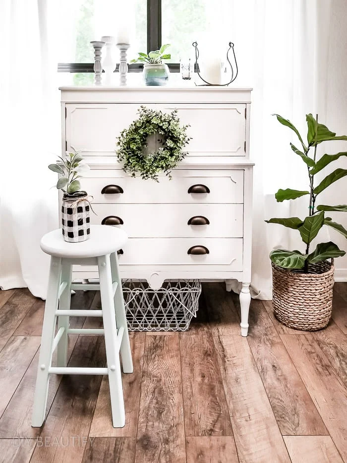 white painted dresser