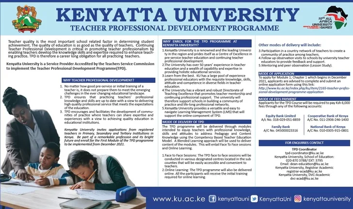 KU Teacher Professional Development (TPD) Programme Application