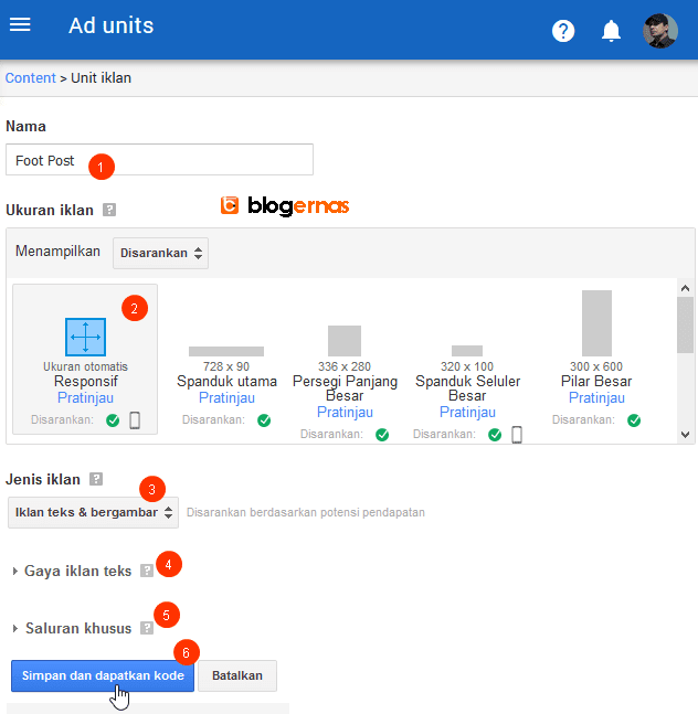 Langkah Detail Membuat Unit Iklan Adsense Full Gambar