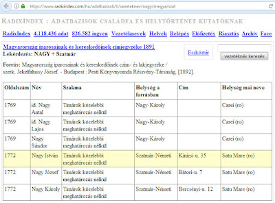 Nagy István, kinizsi-u. 35, szatmar nemeti, satu mare