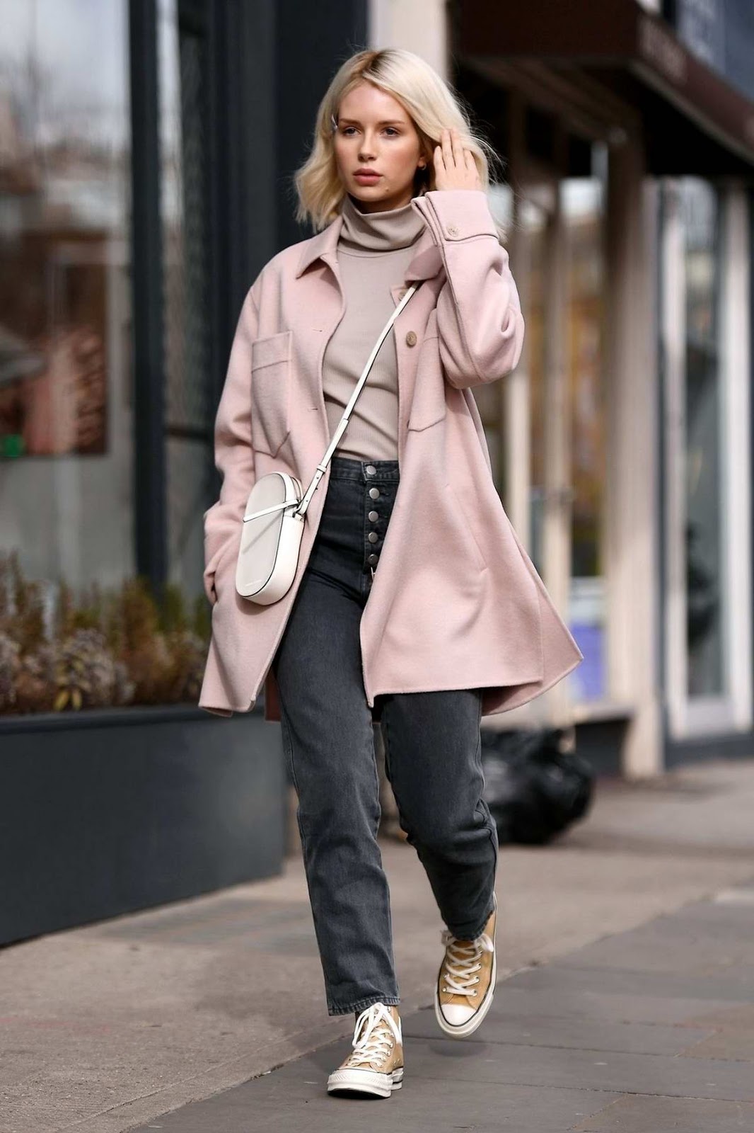 Lottie Moss stylist pastel pink coat
