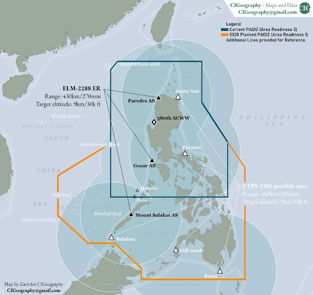 Philippine Air Defense Identification Zone, PADIZ Area Readiness 3, PADIZ Area Readiness 1, ELM-2288ER radar, J/FPS-3 radar