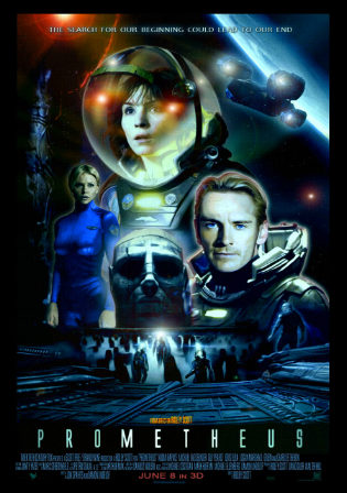 Poster of Prometheus (2012) BRRip Dual Audio 720p Hindi English