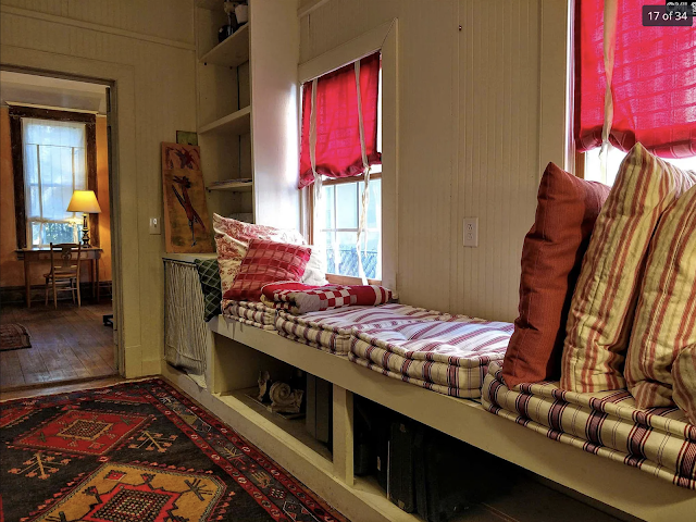 color photo of reading nook at window in hallway, Sears Modern Home No. 118, at 1221 Pine Street, Columbia, South Carolina, Waverly Historic District