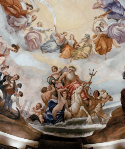 Η θεός Ποσειδώνας στη θεματική ενότητα της ναυσιπλοΐας στο έργο «Αποθέωση του Ουάσινγκτον»