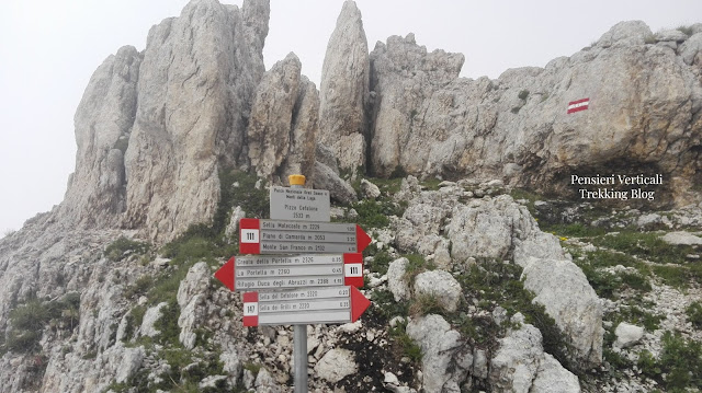 Cartelli segnavia sul sentiero per la salita di Pizzo Cefalone