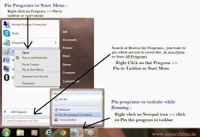 Pin Programs to Taskbar or Start Menu in Windows 7 Image