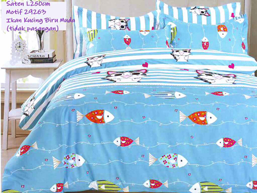 Sprei Anak Motif Ikan Kucing Biru Muda