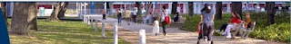 People in Houston's Discovery Green