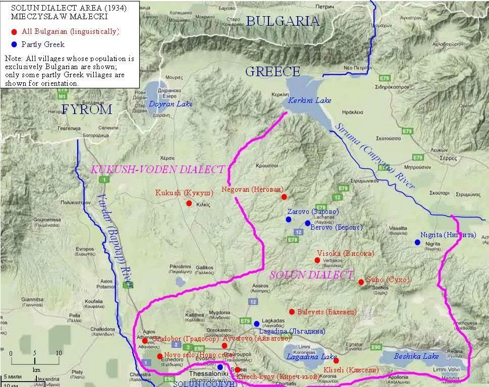 Solun dialect map