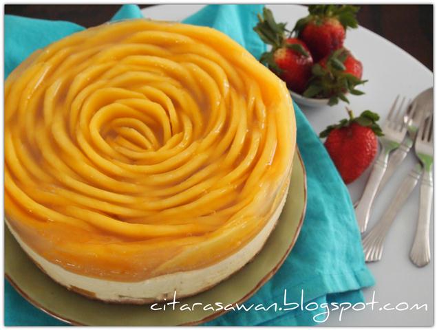 Chilled Mango Cheese Cake / Kek Keju Mangga Dingin 