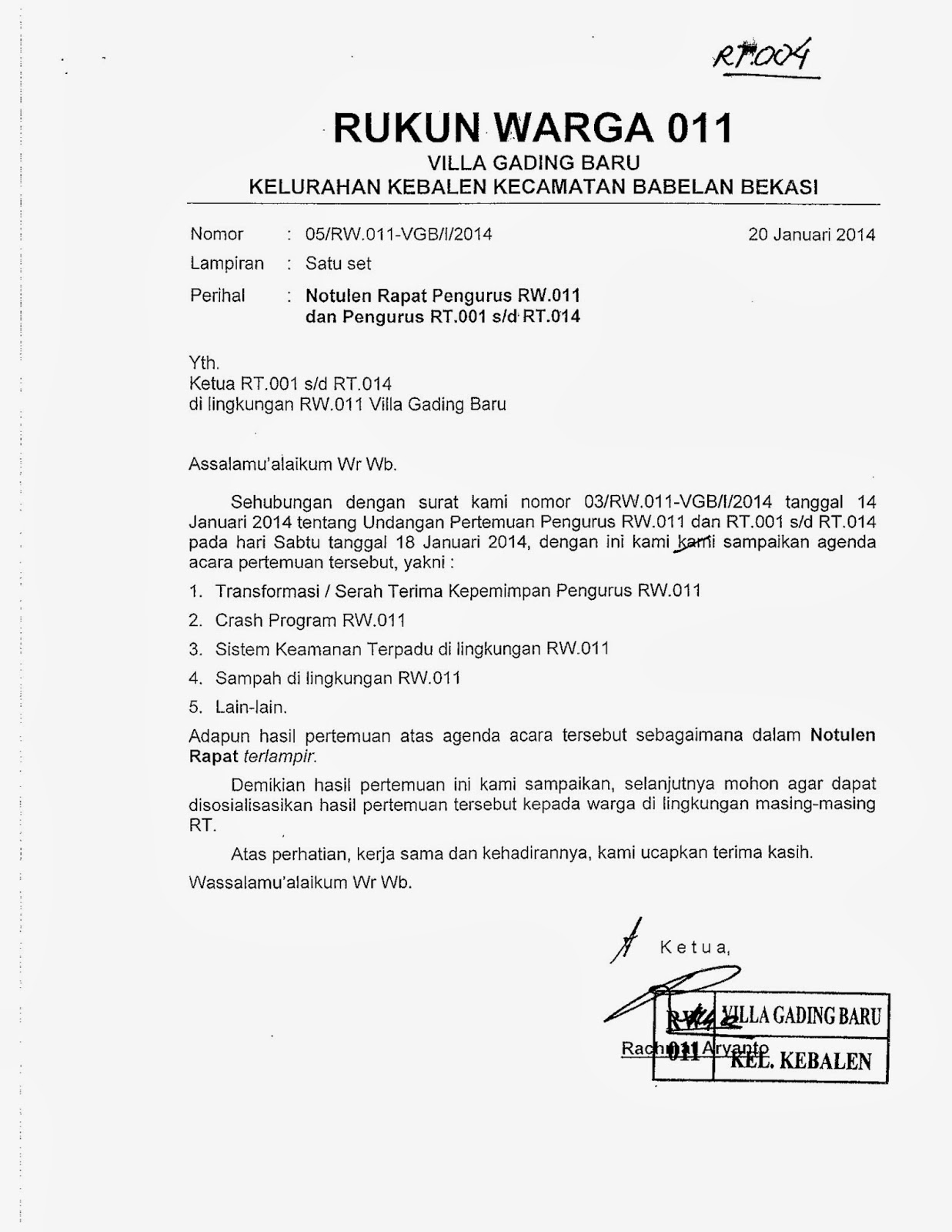 Contoh Surat Undangan Rapat Warga Perumahan Contoh Surat