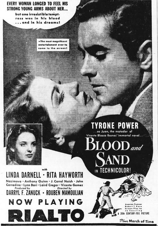Blood and Sand advertisement 13 June 1941 worldwartwo.filminspector.com