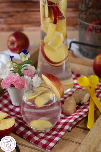 Infused Water mit Apfel, Ingwer und Zitrone