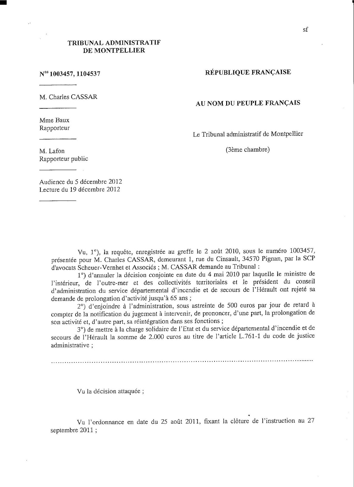 Lettre reintegration fonction publique