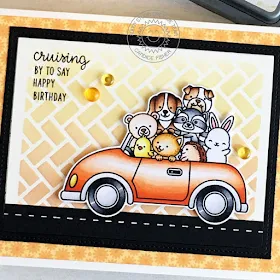 Sunny Studio Stamps: Frilly Frame Dies Cruising Critters Birthday Card by Candice Fisher