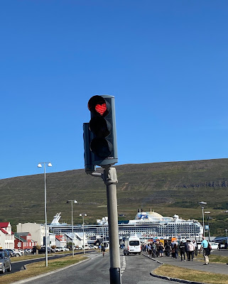 heart shaped traffic light in Akureyri, Iceland