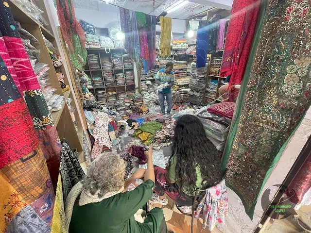 Shopping Textiles at Manak Chowk, Fort Road, Jaisalmer