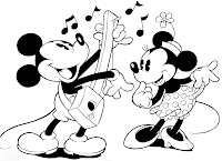 Mickey con minnie bailando para pintar