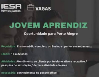 IESA seleciona JOVEM APRENDIZ em Porto Alegre