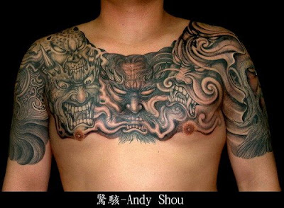 Angel and Demon Tattoo On Chest
