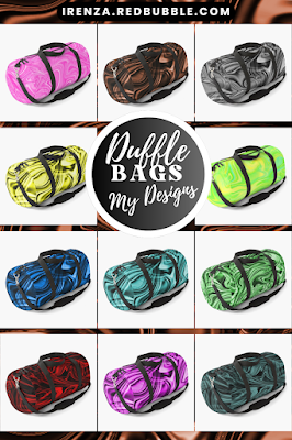 Liquid Marble Designs on Duffle Bags.