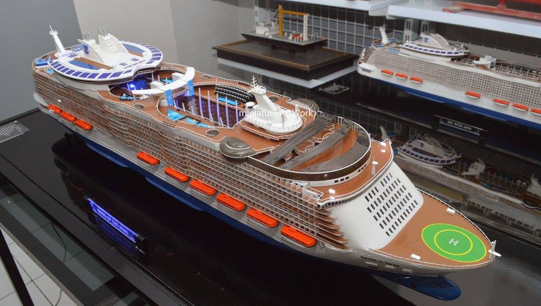 miniatur kapal pesiar oasis of the seas royal caribbean international cruises ship rumpun artwork planet kapal indonesia