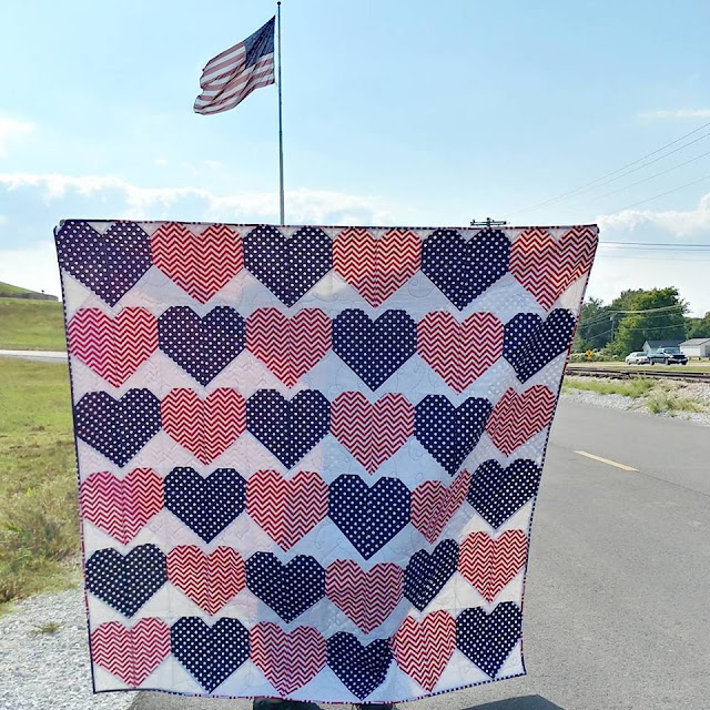 Red, white, and blue heart quilt for USS John S McCain