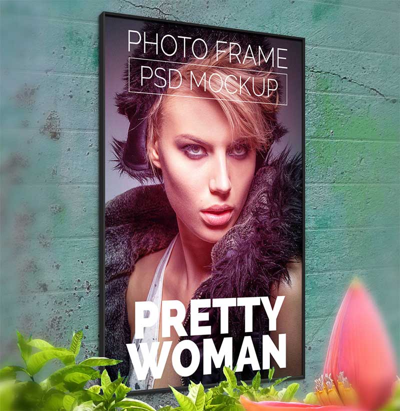 Wall Photo Poster Mockup PSD