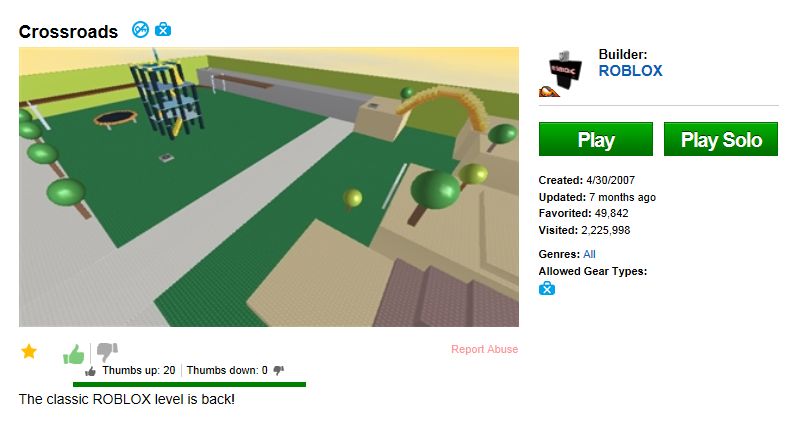 Unofficial Roblox Massive Roblox Update Thumbs Up Or Down Rating - old roblox games 2007