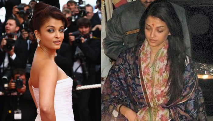 aish without makeup. with and without makeup