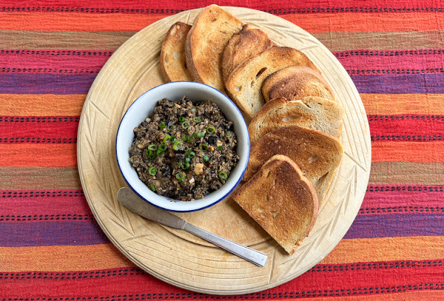 Food Lust People Love: This smoked mussel tapenade is a savory delight, heaped upon toasted bread or even stirred through hot pasta. The mussel flavor is subtle but super tasty!