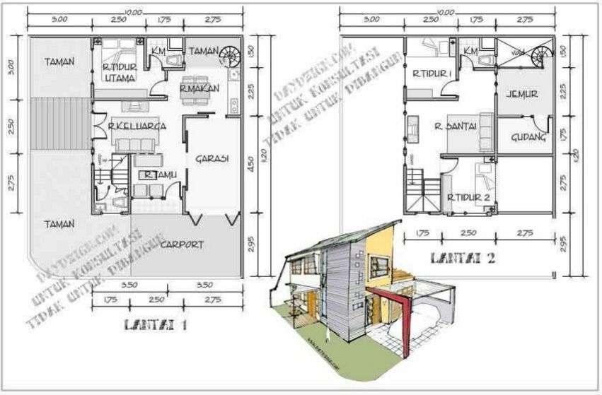 4 Desain Denah  Rumah  Hook 2  Lantai  Terlihat Keren 