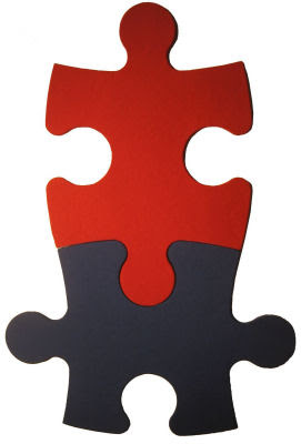 tackboards (bulletin boards) shaped like puzzle pieces