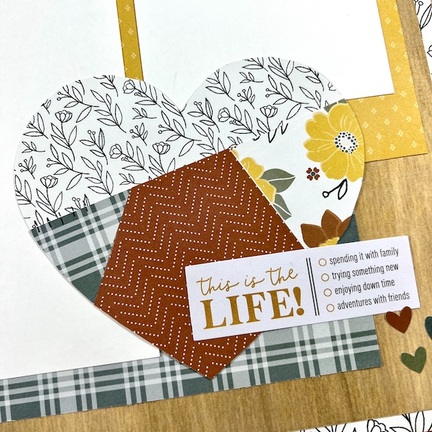 12x12 Fall Scrapbook Page Layout with heart for autumn photos