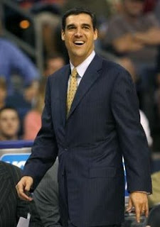 Villanova's head coach Jay Wright reacts to his team's play against Siena during the first half of their second round NCAA men's basketball tournament game in Tampa, Florida March 23, 2008. REUTERS/Scott Audette (UNITED STATES) 