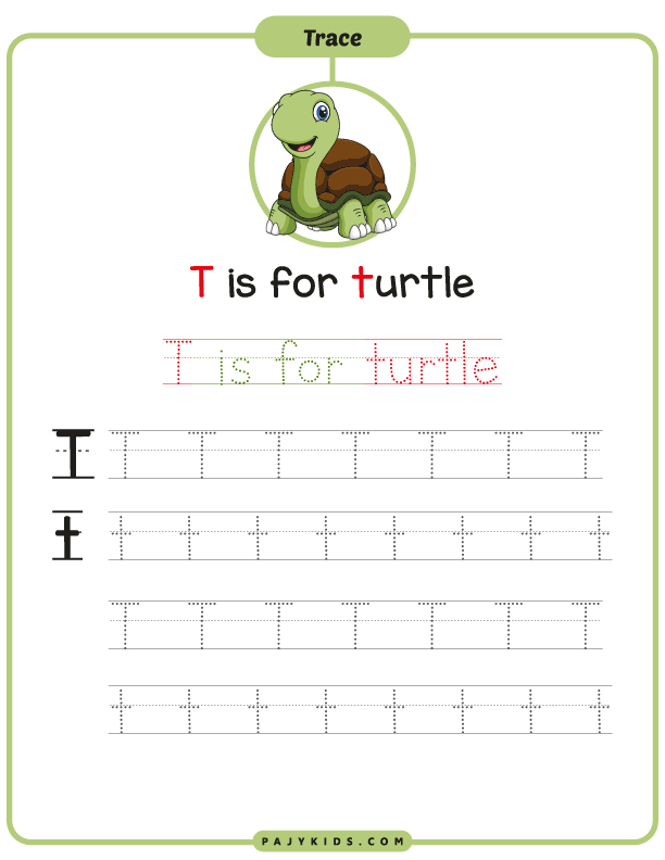 كتابة حرف t على السطر - كتابة حرف t للاطفال - كتابه حرف t