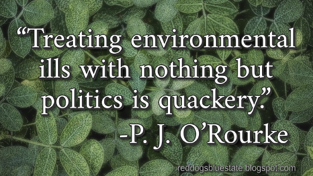 “[T]reating environmental ills with nothing but politics is quackery.” -P. J. O’Rourke