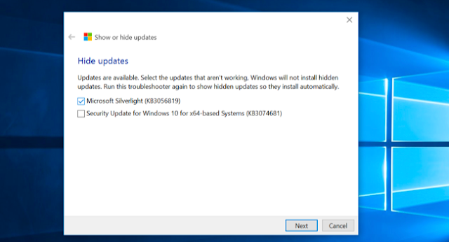 menyembunyikan updates windows 10