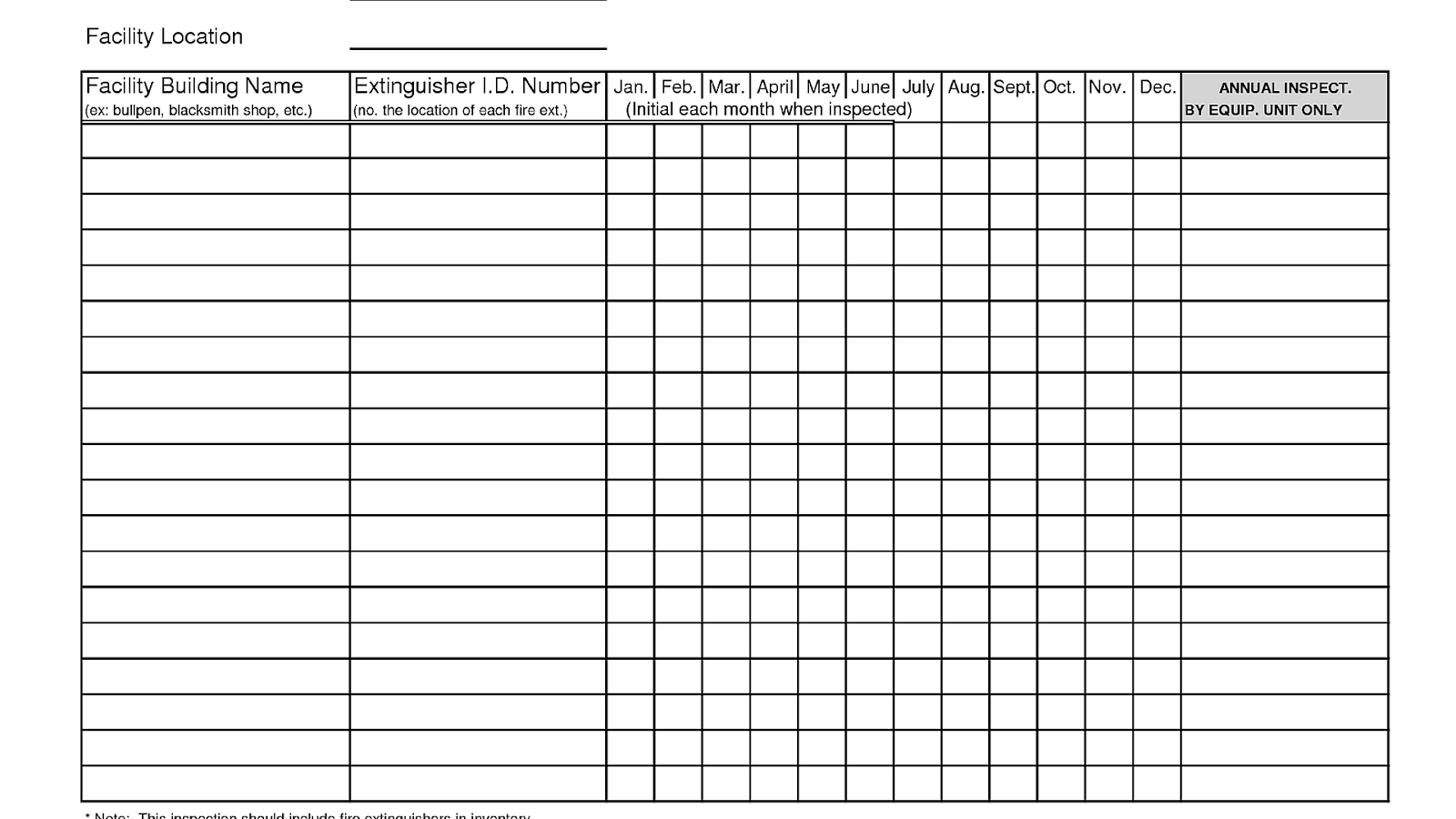 Fire Extinguisher Monthly Inspection Checklist - Fire Choices