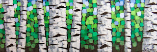 Summer Through The Birches No. 1 - 3, acrylic on canvas by artist aaron kloss