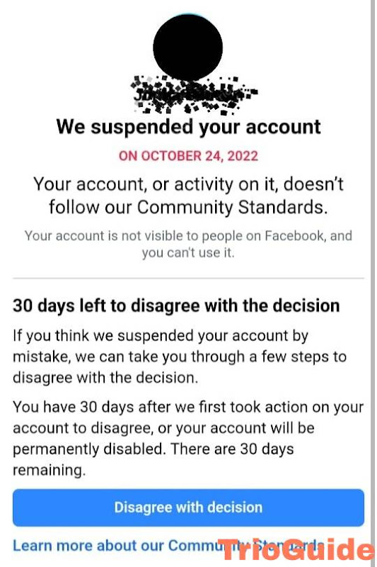 We Suspended Your Account FB