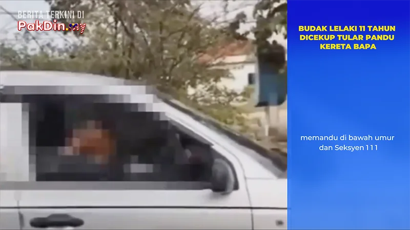 [VIDEO] Budak lelaki 11 tahun dicekup tular pandu kereta bapa