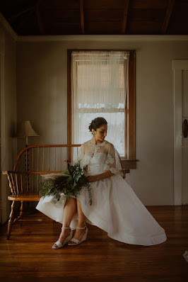 bride with coverup lace