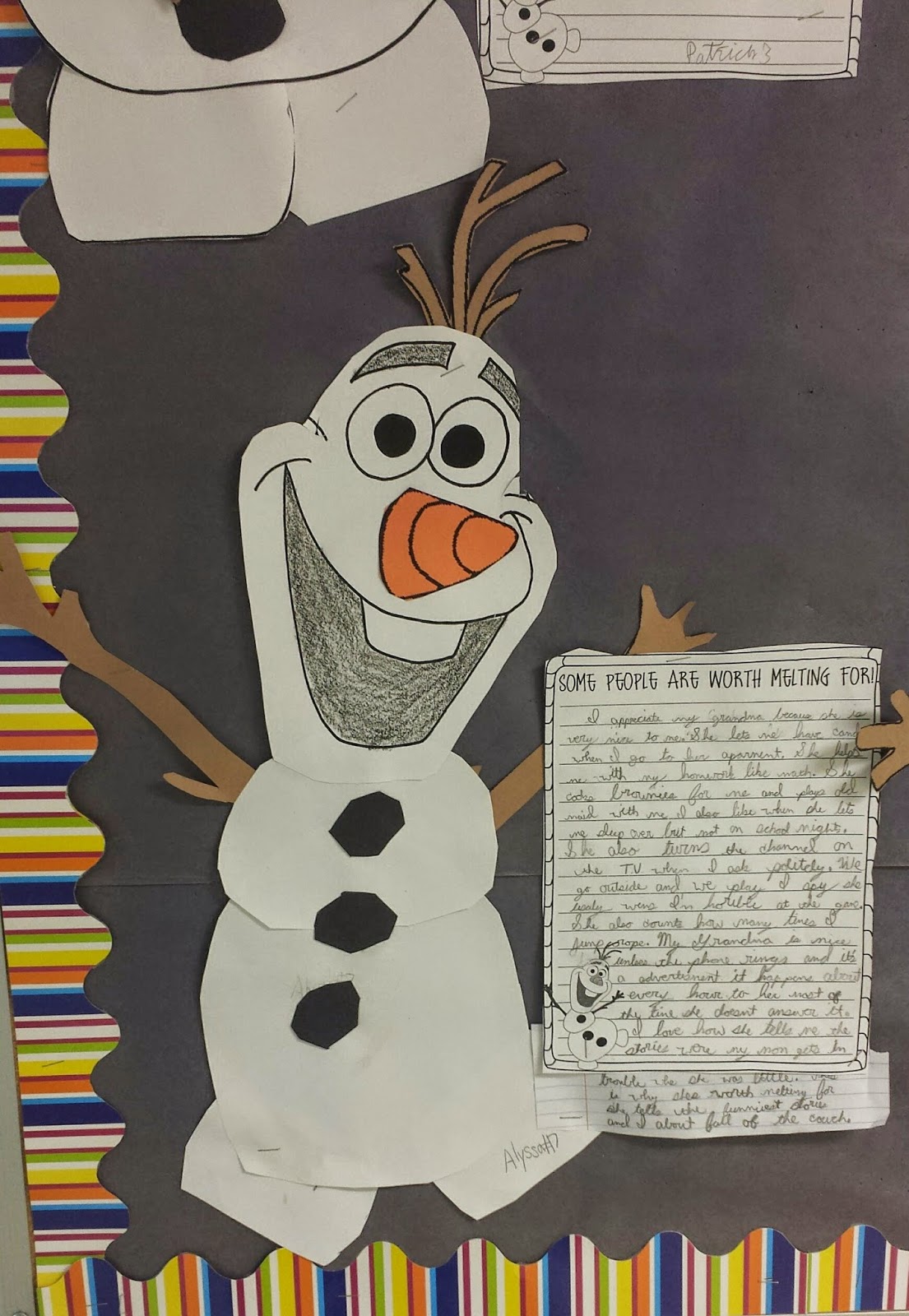 http://www.teacherspayteachers.com/Product/Winter-Writing-FROZEN-Olaf-Themed-Some-People-Are-Worth-Melting-For-1610473