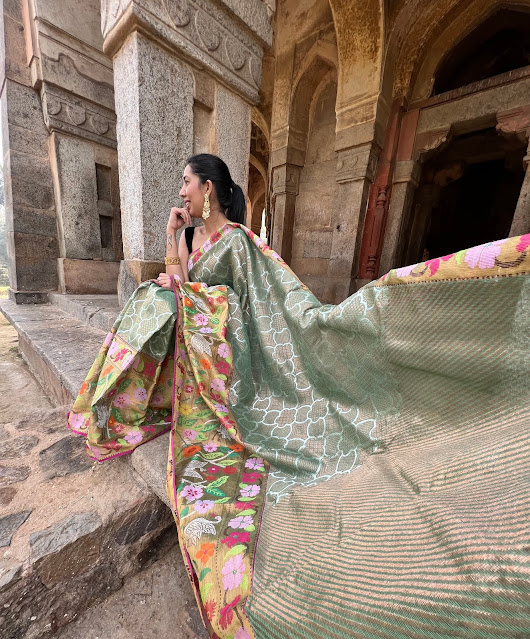 Double tissue kota doria saree with nimbus pattern