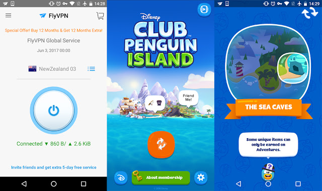 Play Club Penguin Island with FlyVPN