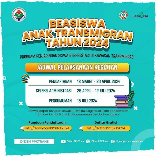 BEASISWA ANAK TRANSMIGRAN TAHUN 2024