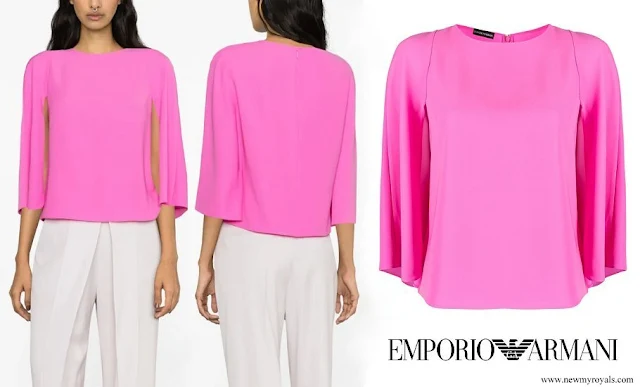 Princess Marie wore EMPORIO ARMANI Fuchsia Cape-Sleeve Blouse