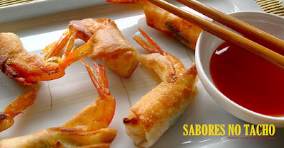 Receita de Camarões fritos com massa de Crepe Chinês – Sabores no Tacho